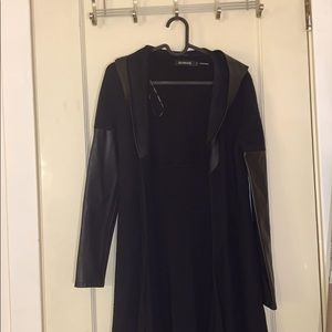 Black long cardigan pleather shiny wet sleeves